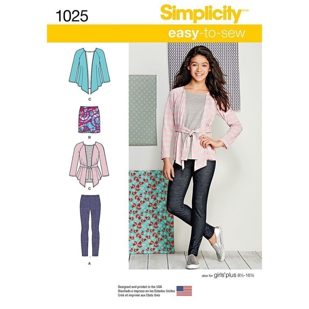 Simplicity Sewing Pattern 1025 Skirt‎ Leggings Cardigan Girls Size 8-16